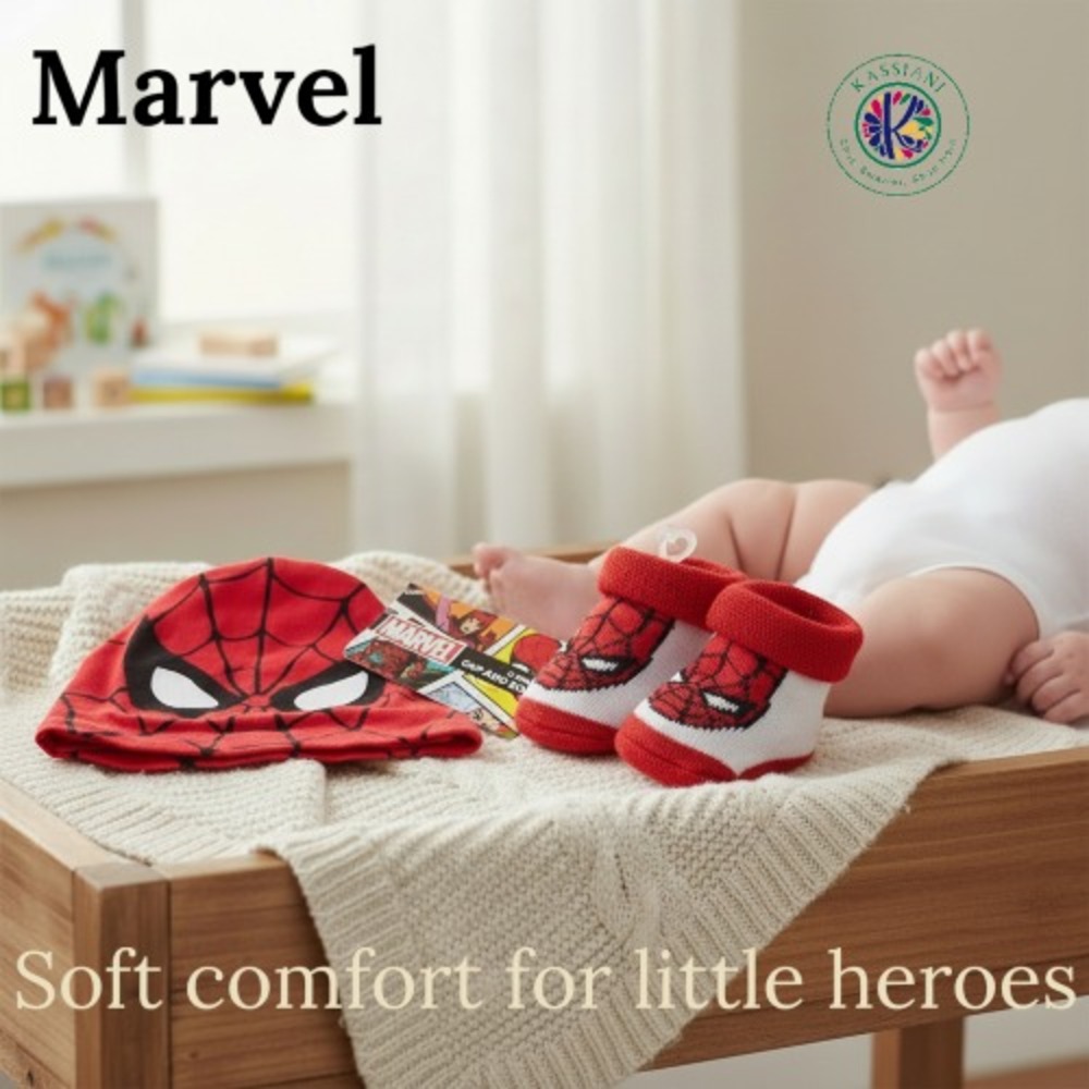 Marvel Baby Spiderman Cap & Booties Set ββ Red 0β12M